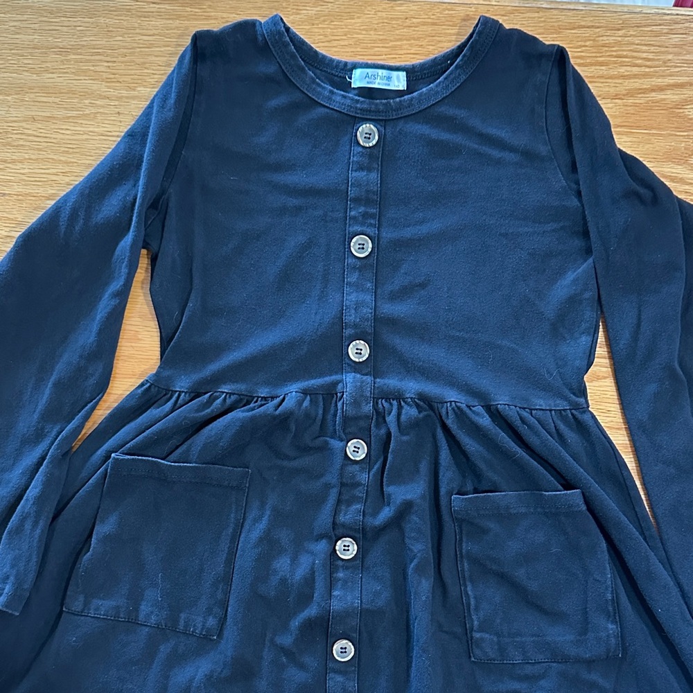 Charming Black Button-Down Kids Dress